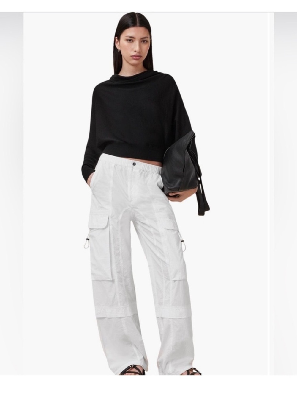 AllSaints Women's White Cargo Wide-Leg Pants
